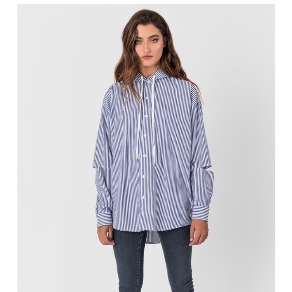 CARMAR hooded stripe shirt with side zipper